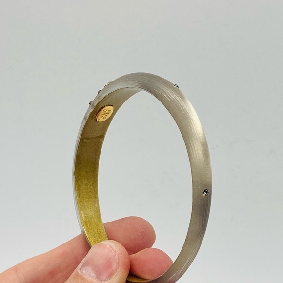 Alexis Bittar Skinny Tapered Jeweled Lucite Bangle Bracelet Champagne Color